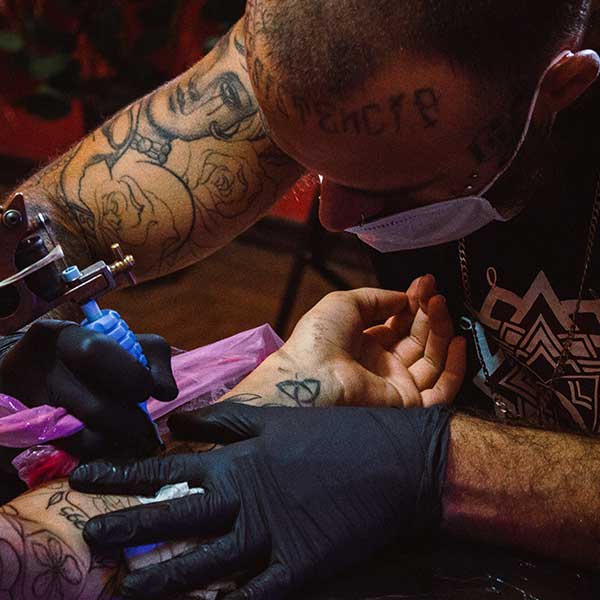 Getting a tattoo