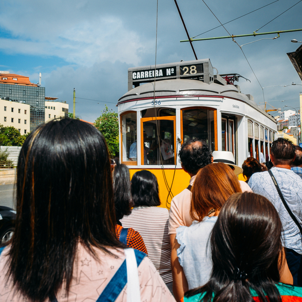 Lisbon tram busy