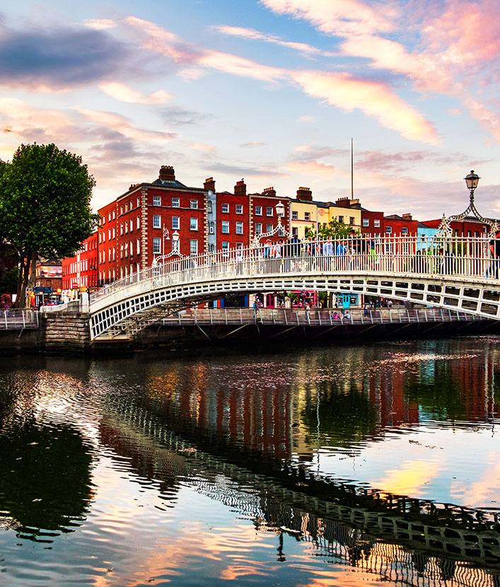 A view of the Ha'penny Bridge in Dublin