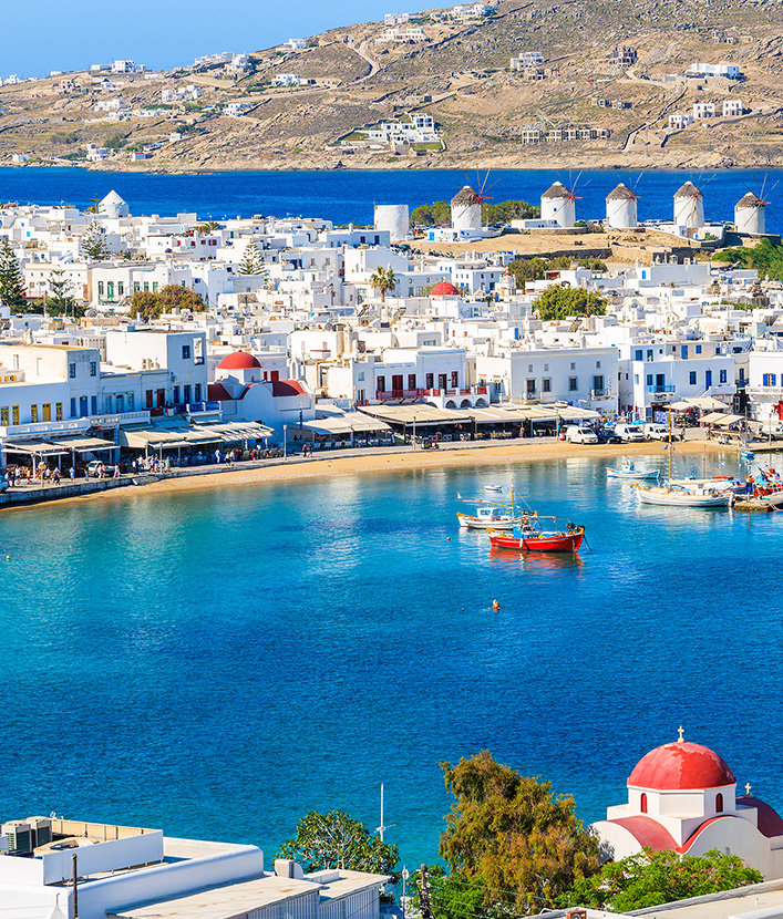 Mykonos town and bay