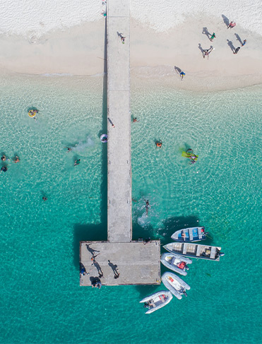 Aerial view of jetty in Grenada