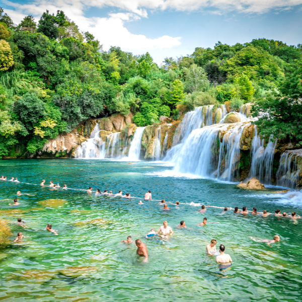 people swimming at krka national park