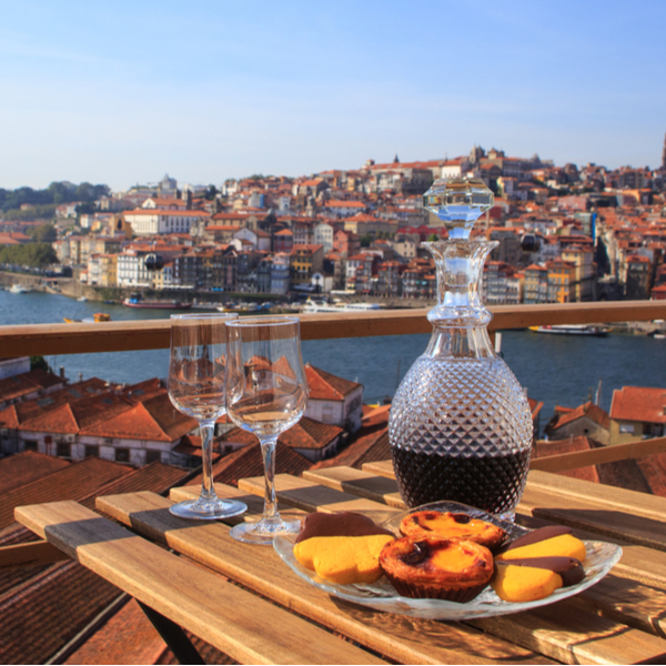 drinking port with view of porto