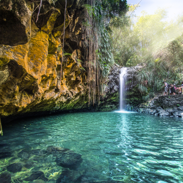 view of secluded waterfall in grenada