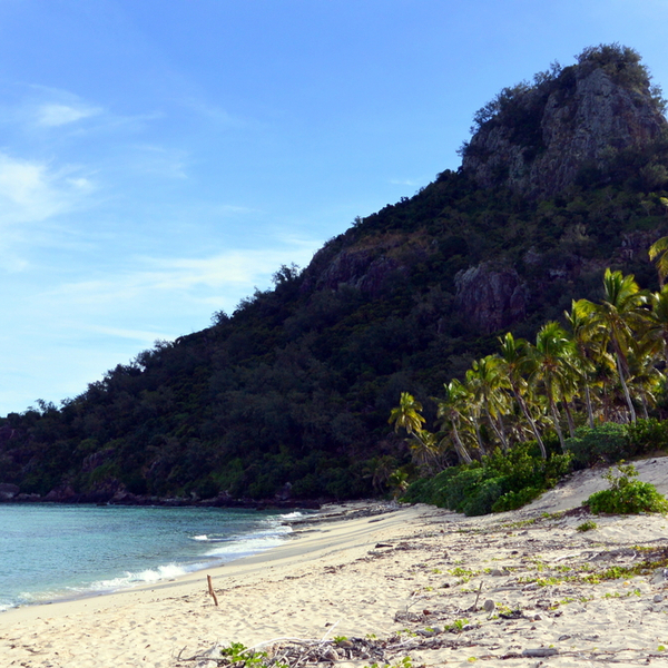 view of wild Monuriki beach in fiji