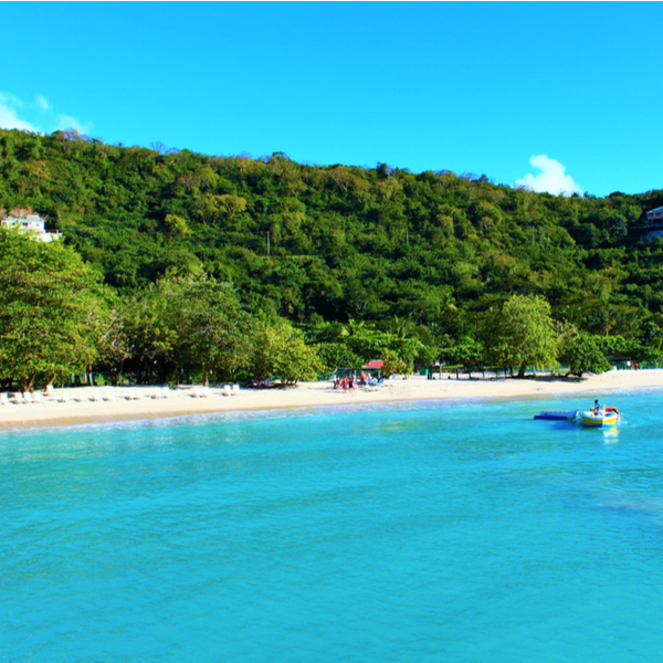 view of sea and forest at Morne Rouge Bay in grenada