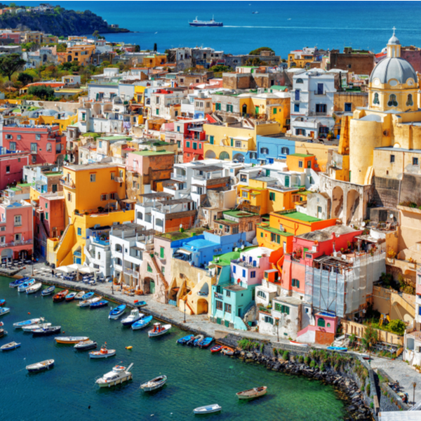 view of colour buildings at Procida