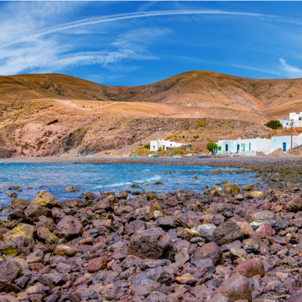 pebbly beach at quemada fishing village in lanzarote