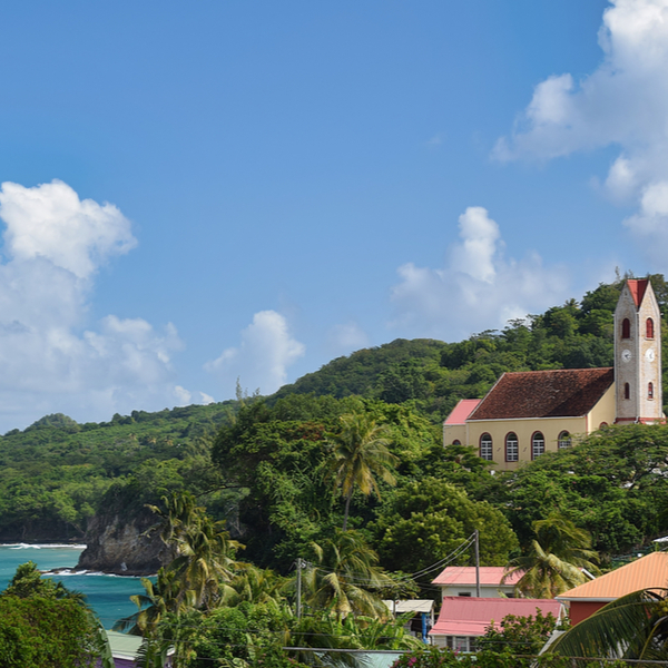 view of church next to carib's leap grenada