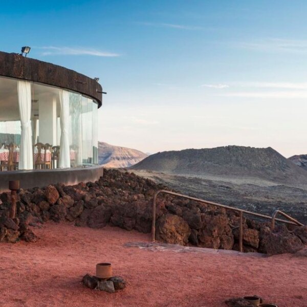 lunch with a view over the mountains in lanzarote