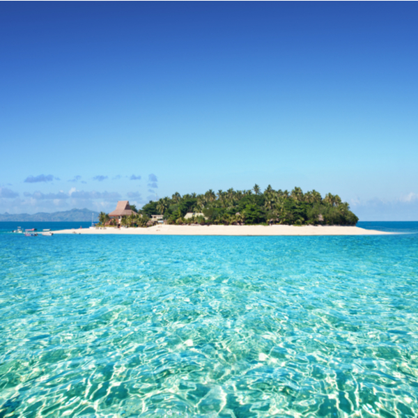 view of tiny idyllic island in fiji
