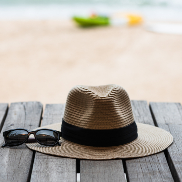 holiday hat on wooden table