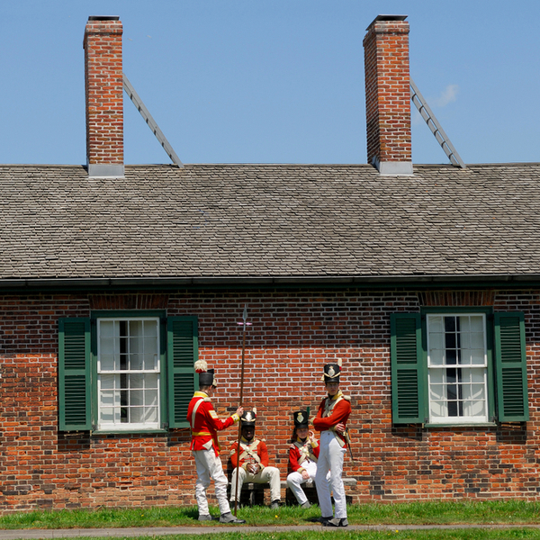 soldiers outside the officers quarters of toronto's fort york