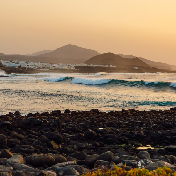 rolling waves at la santa beach lanzarote