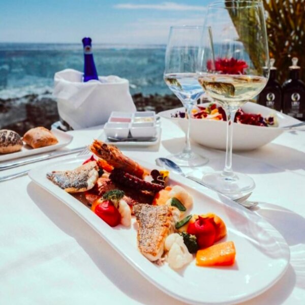 dinner in lanzarote with a sea view
