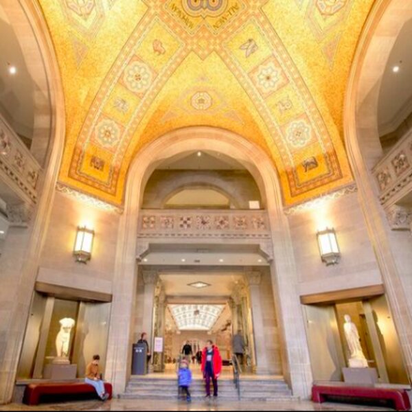 people exploring the interior of the ROM in toronto