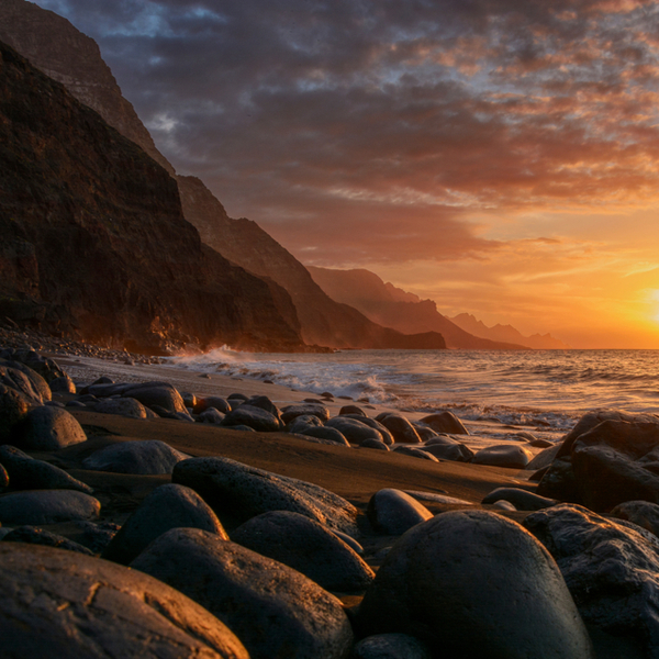view of cliff and sea at Guayedra beach in Gran Canaria