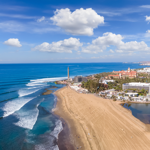 aerial view of Meloneras beach in gran canaria