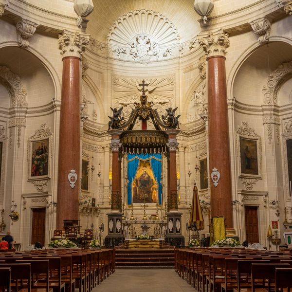 interior of Our Lady of Mount Carmel Church in valletta, malta