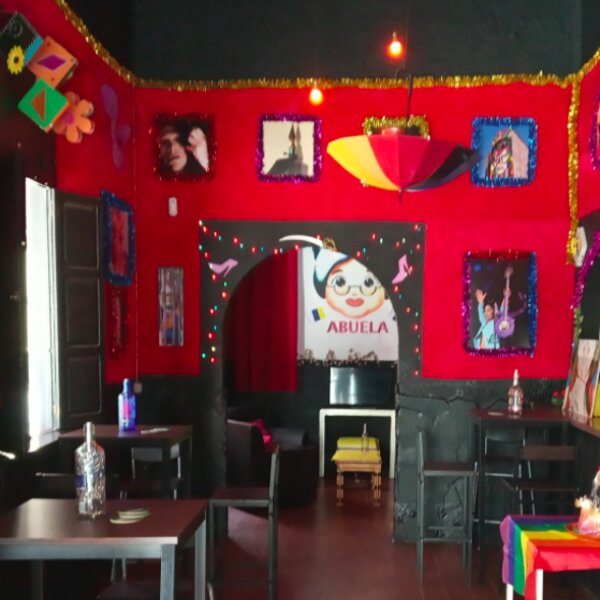 colourful interior of gay bar in gran canaria