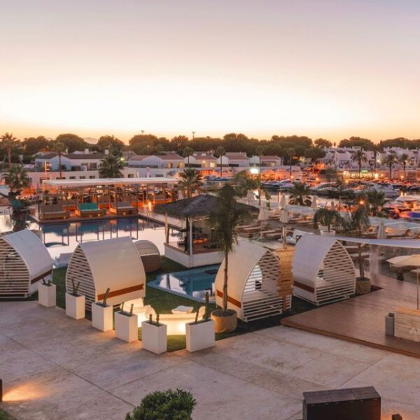 beach lounge at evening in menorca