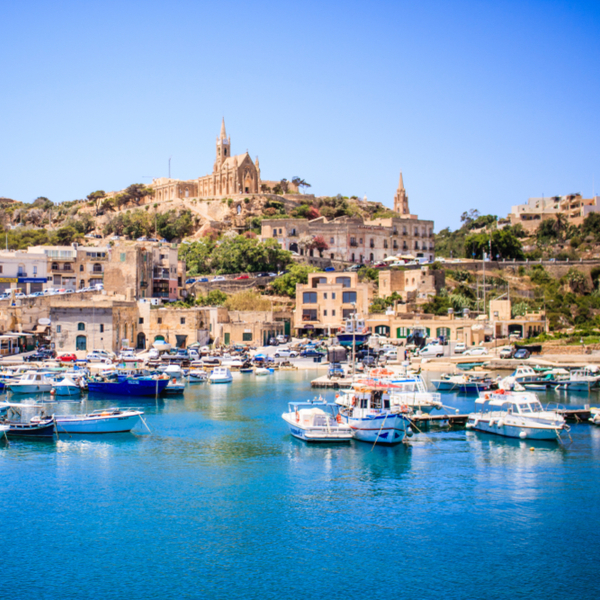 view of gozo in malta from a boat