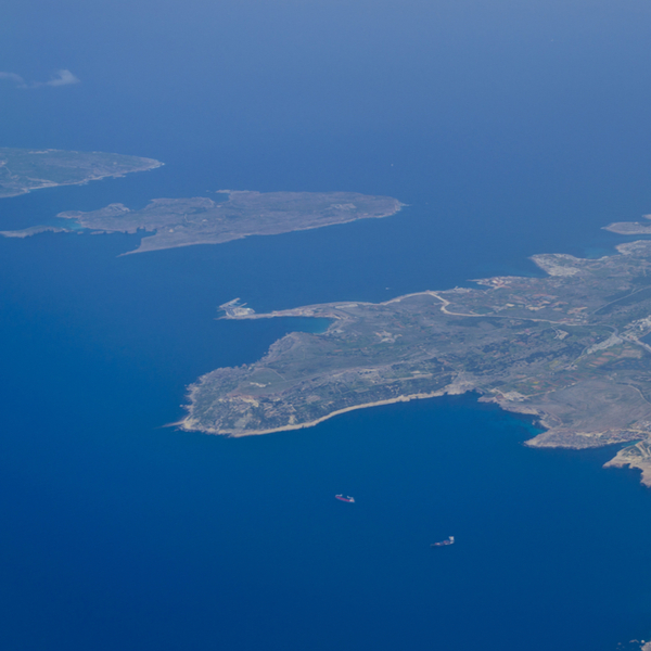 aerial view of the three maltese islands