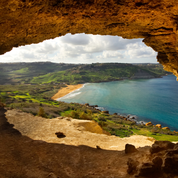 view over ramla bay from nearby cave