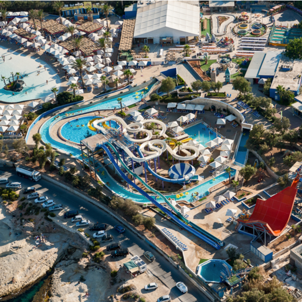 aerial view of water park in malta