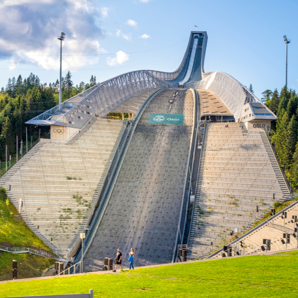 the ski jump at Holmenkollbakken in oslo, norway