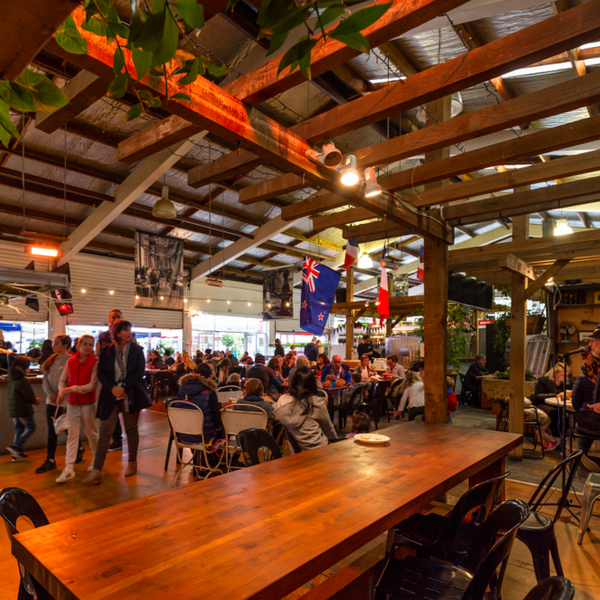 people eating at la cigale market in auckland