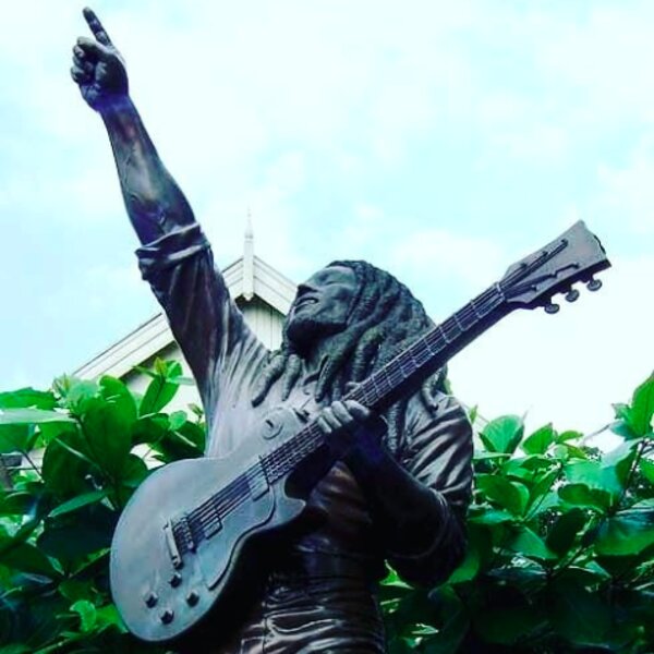bob marley statue at museum in jamaica