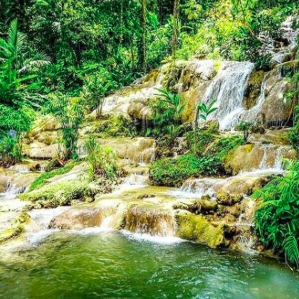 waterfall at wedding venue in jamaica
