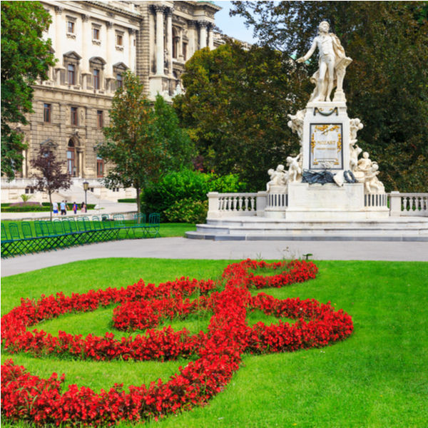 Mozart in the Burggarten park on a classic music tour of vienna