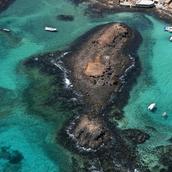 aerial photo of puertito island fuerteventura