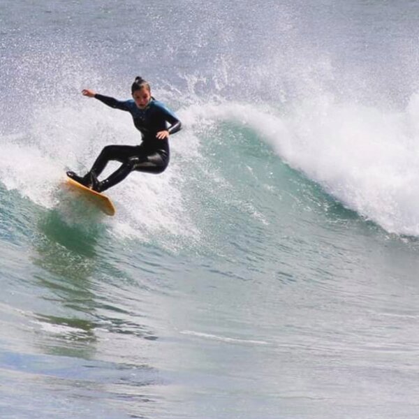 person learning to surf at Praia da Vitória azores