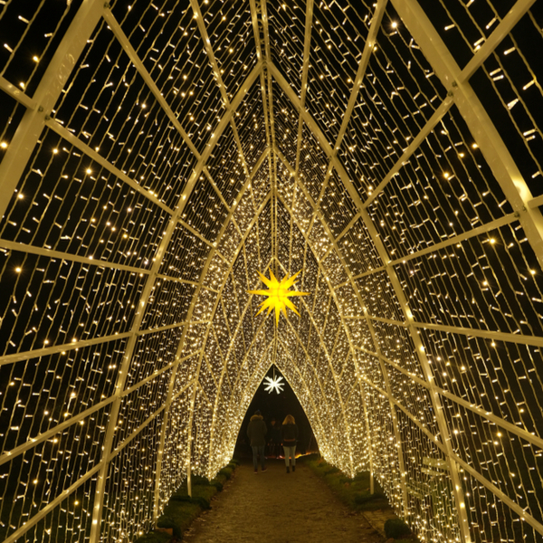 christmas lights at berlin botanical garden in winter
