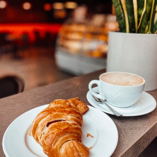 coffee and pastry at riga coffee shop