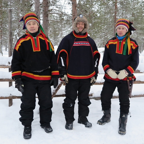 sami people of lapland in traditional clothing