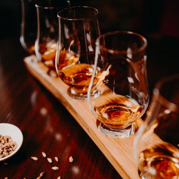 whiskey tasting at a bar in riga