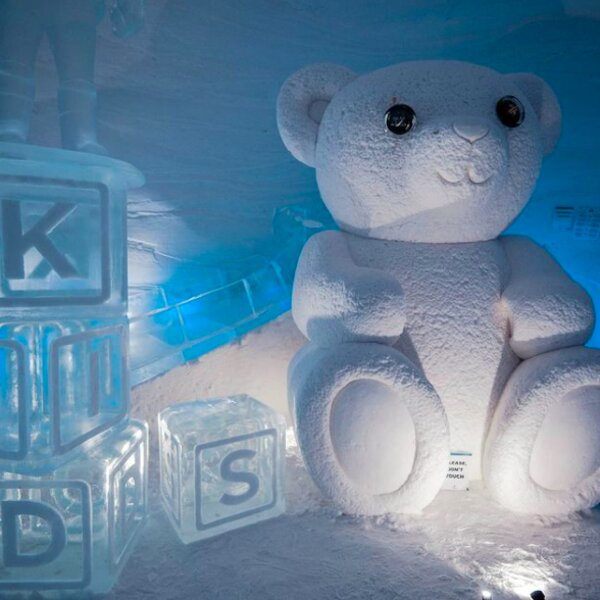 snow sculptures at snow village in lapland