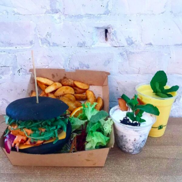 vegan burger at a cafe in berlin