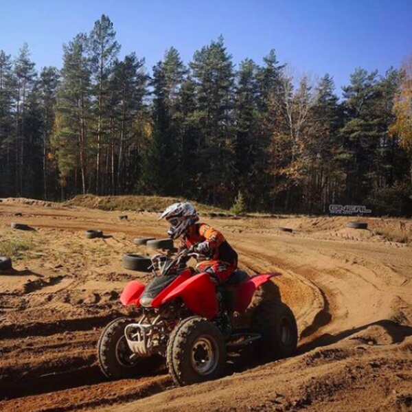quad biking on a track in riga