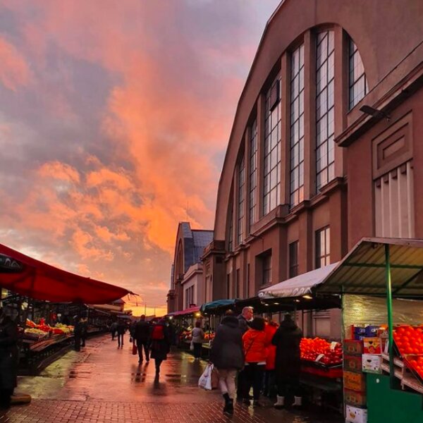night market in riga during winter