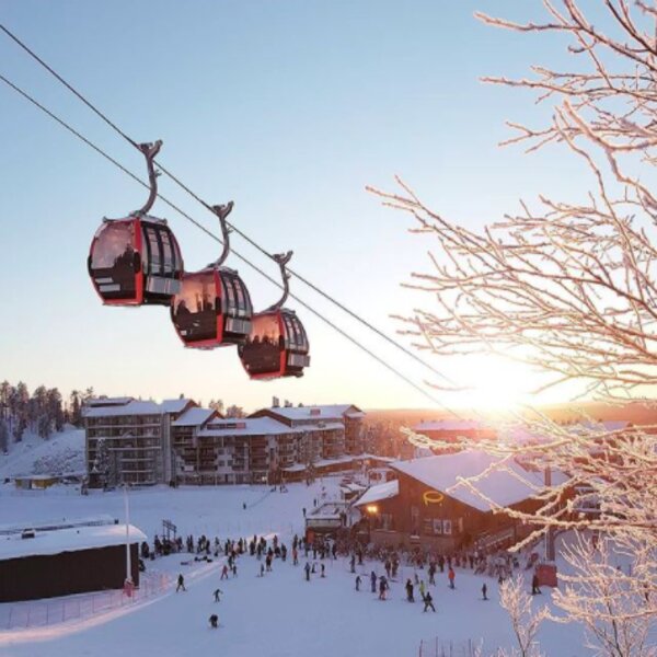 riding the cable car at lapland ski resort