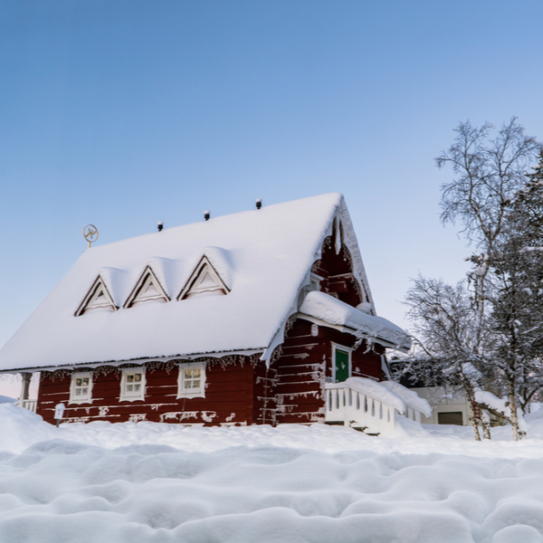 visiting santa's snowy cabin in lapland