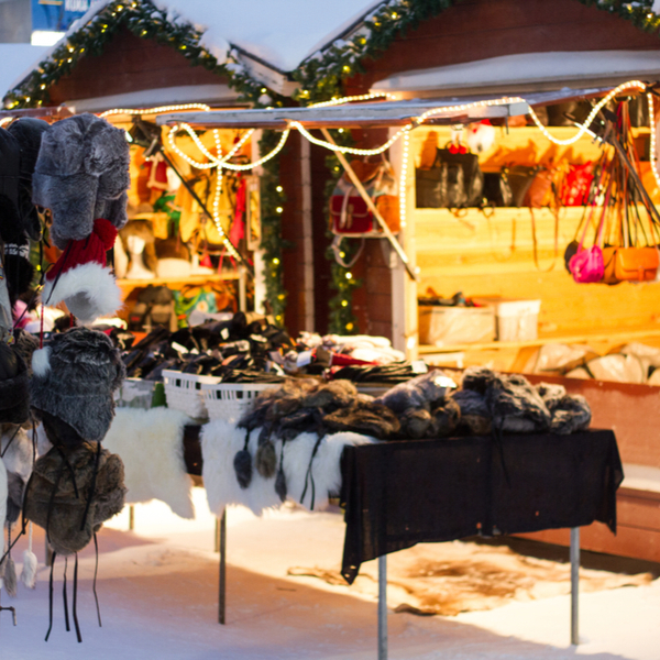 stalls at a lapland christmas market