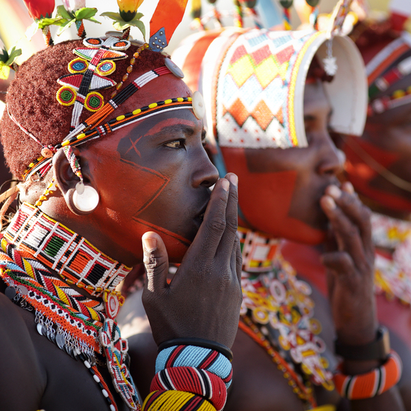 Maasai people singing at a ceremony in kenya