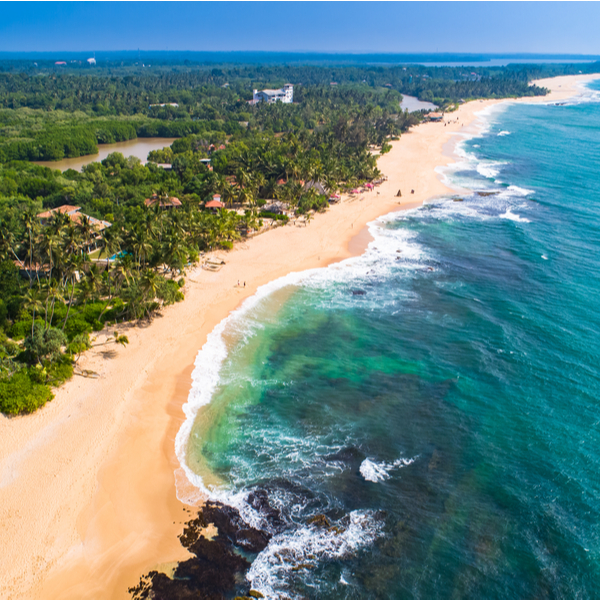 aerial view of stunning Tangalle Beach in sri lanka