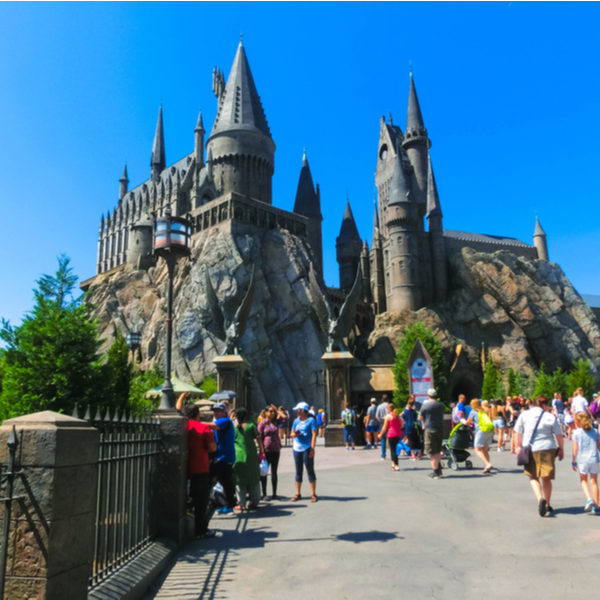 people visiting hogwarts at Universal Islands of Adventures in orlando